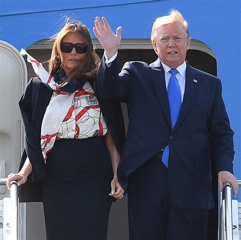 melania burberry blouse white red|Melania Trump Arrives in London Wearing a Burberry Blouse.